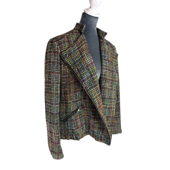 Coldwater creek- blazer coat tweed- multicolor- some wear- Size 14 front zip - Picture 1 of 13